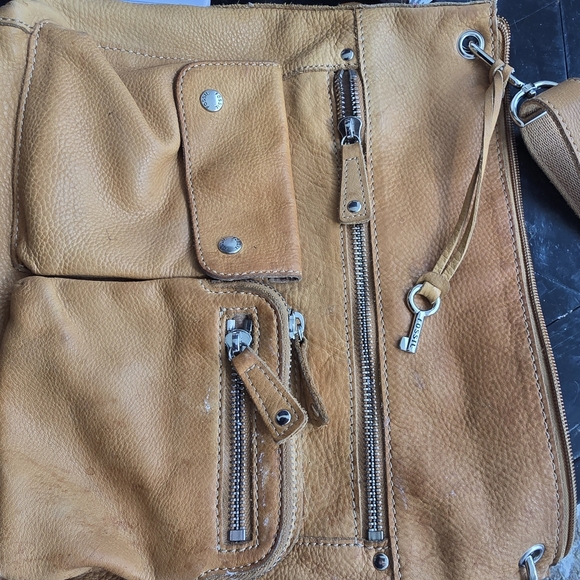 VINTAGE FOSSIL Tan Leather Shoulder Bag - Picture 5 of 10